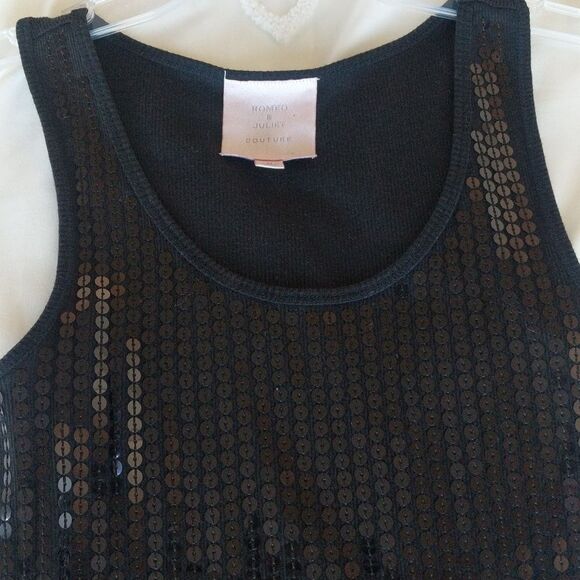 Romeo and Juliet Couture Black Sequin Tank Top - Picture 8 of 11